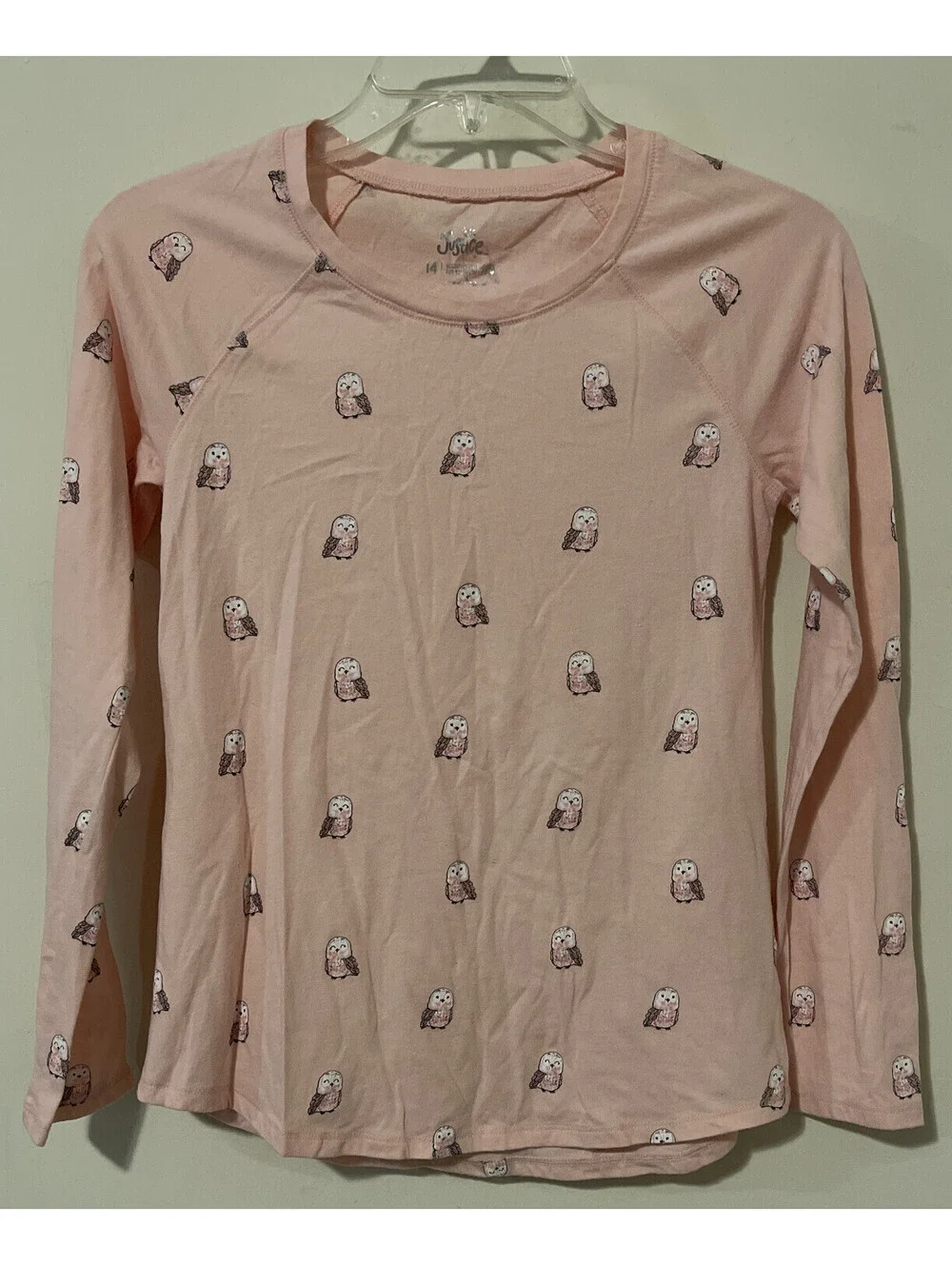 Justice Girls Size 14 Pink Long Sleeved Owl Shirt! A1035